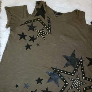 Army Green cold shoulder top